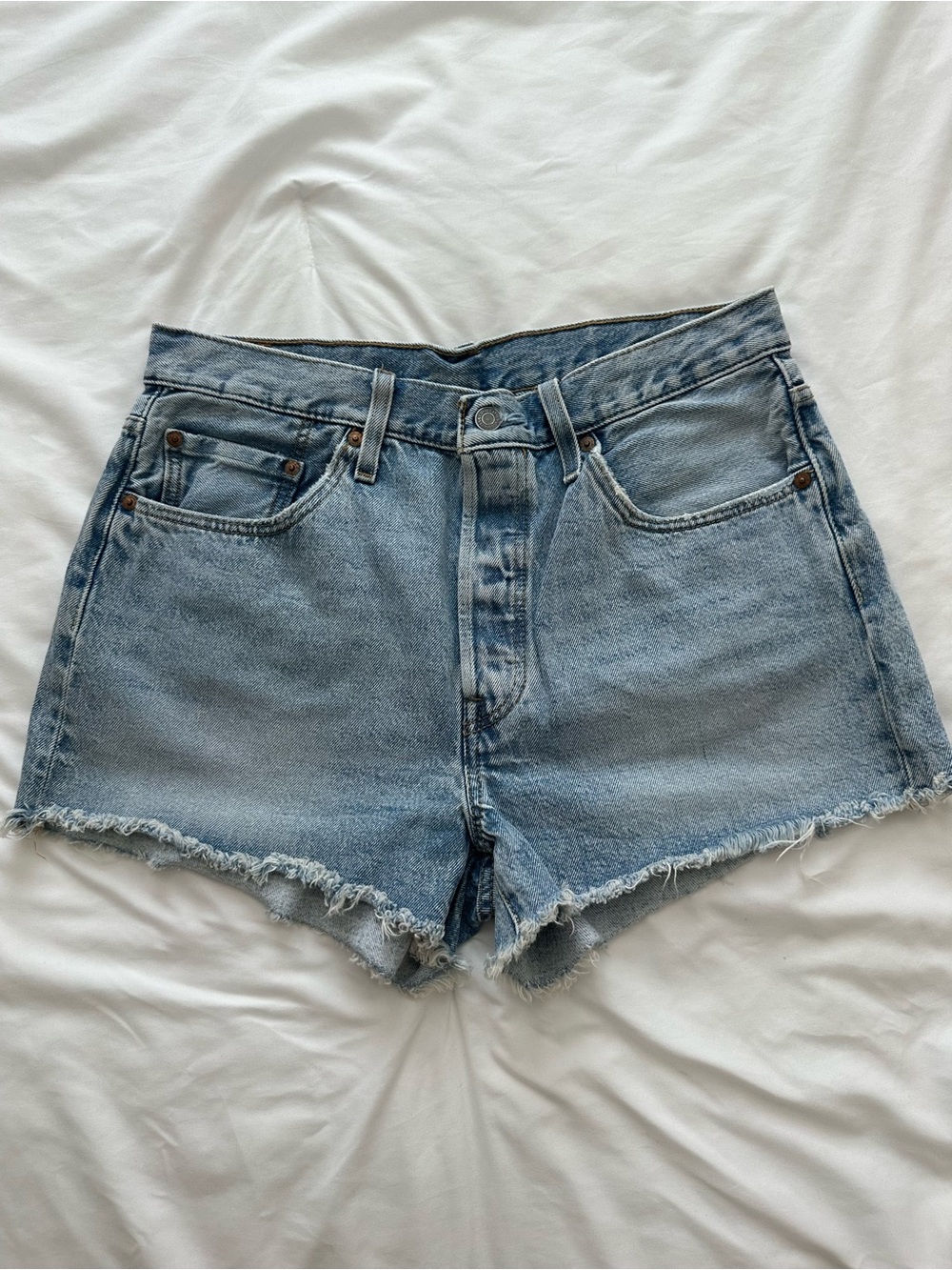 Levi's 501 Light Blue High-Rise Denim Cutoff Shorts